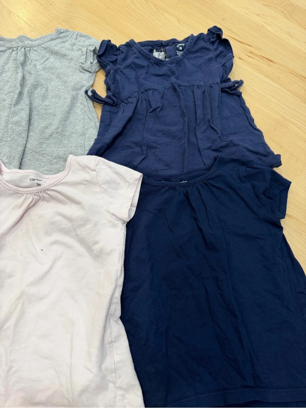 Carter's Light Pink, Navy & Heather Gray Girls Short-Sleeve Tees - 4 Pack Mix